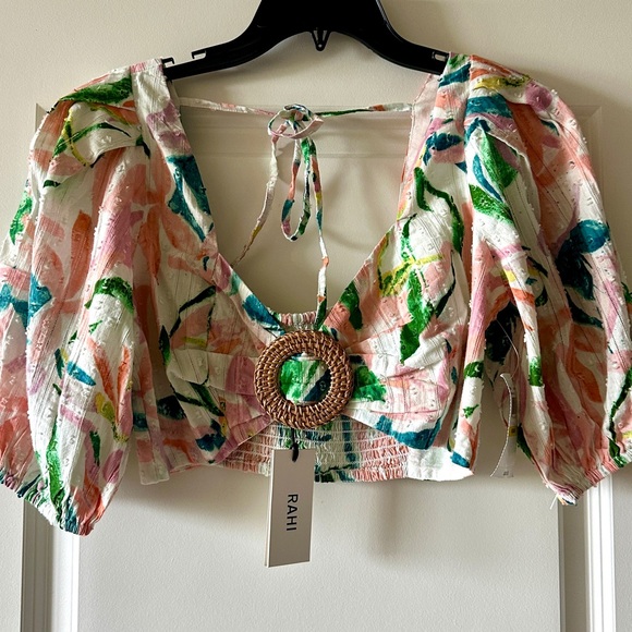 Rahi Womens Maui Printed Cropped Blouse - Picture 3 of 4